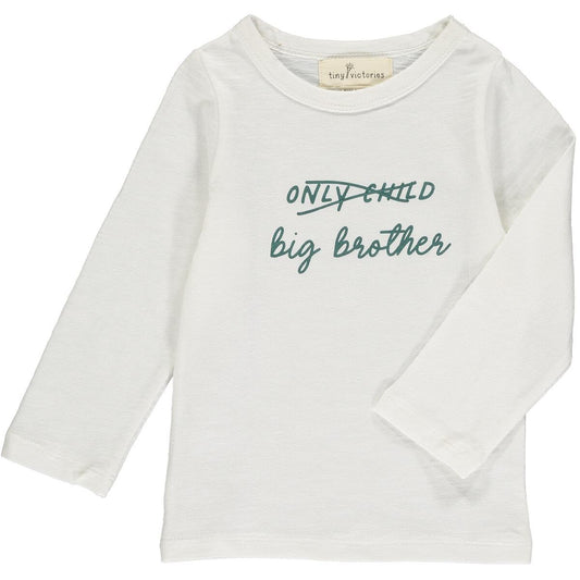 ONLY CHILD BIG BROTHER LONG SLEEVE TEE - WHITE