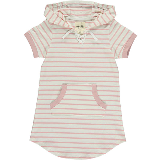 TRACEY DRESS - PINK/IVORY STRIPE