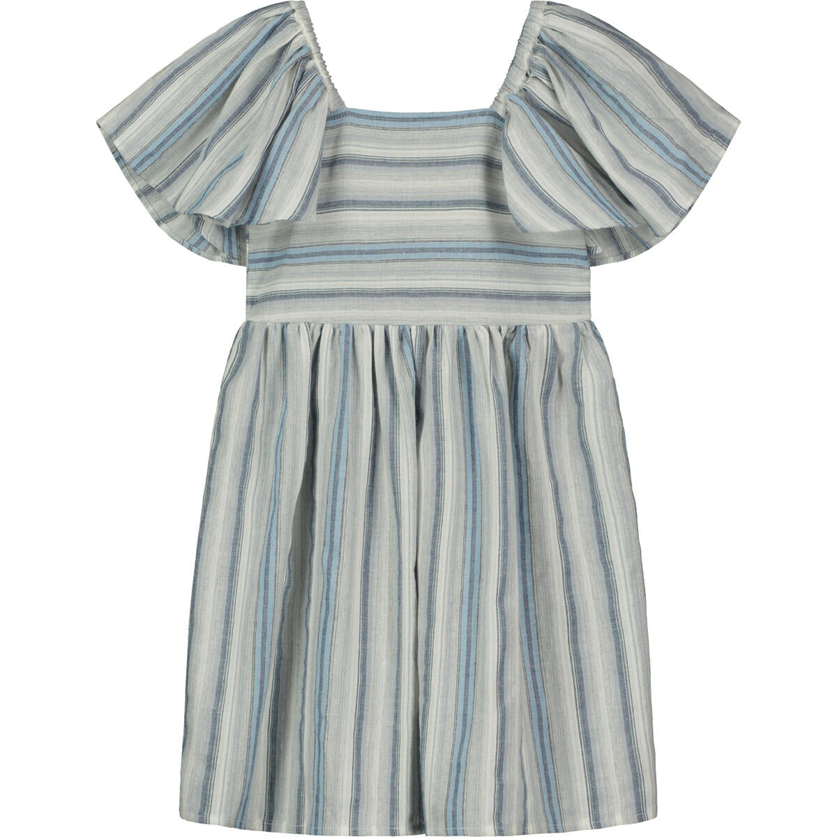 HALLIE DRESS - BLUE MINI MULTI STRIPE