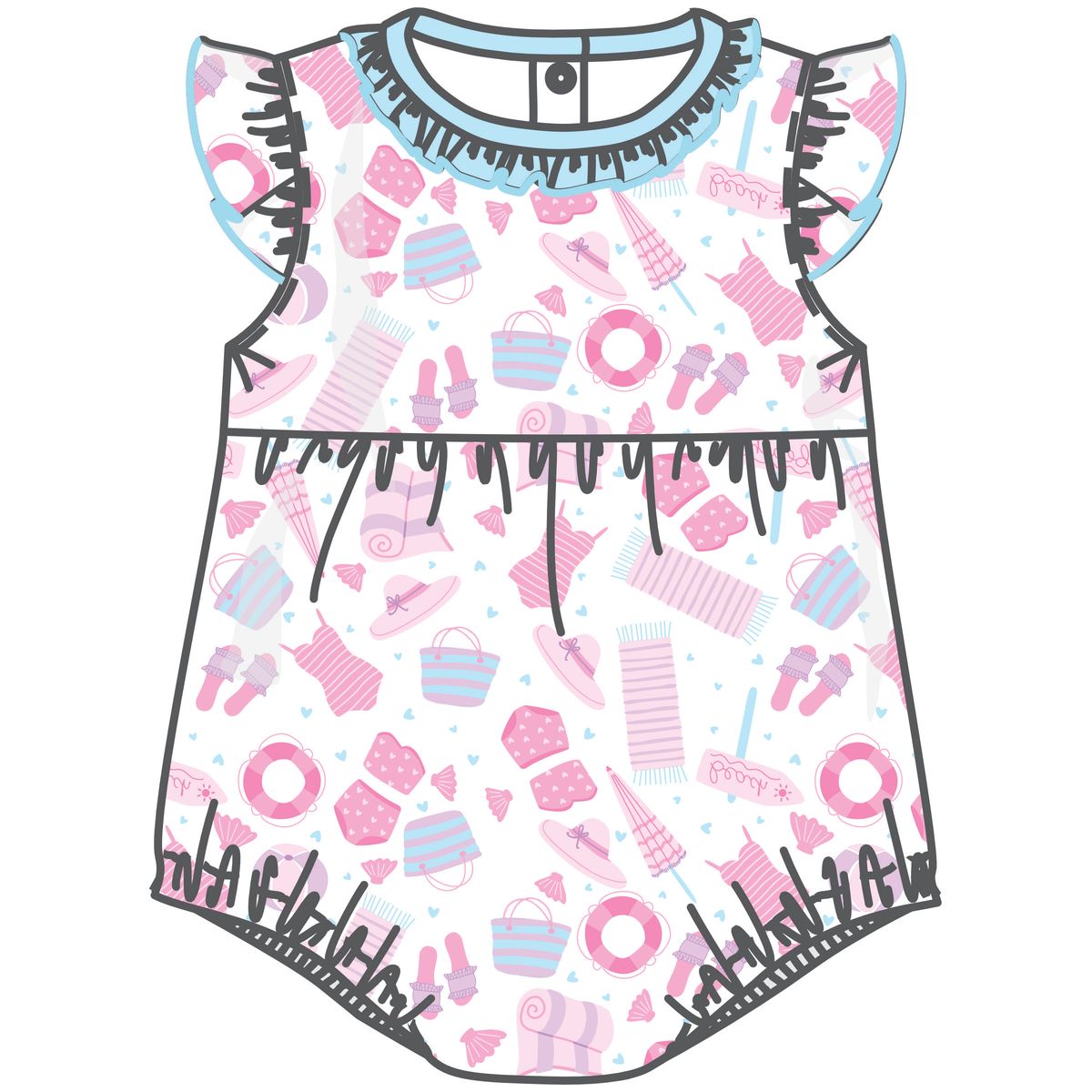 BEACH BABY PINK FLUTTERS BUBBLE