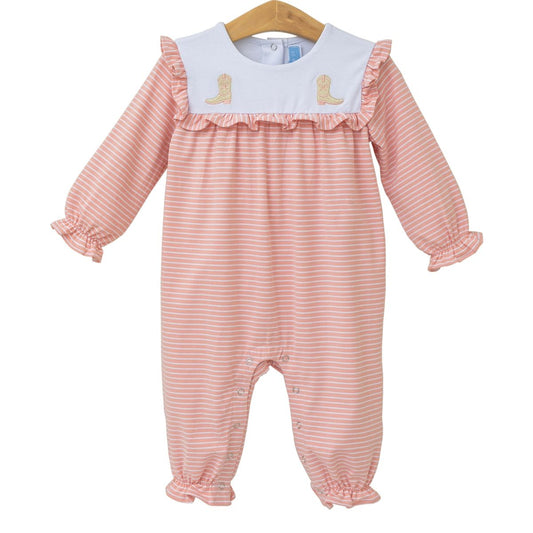 BOOTS EMBROIDERY RUFFLE ROMPER