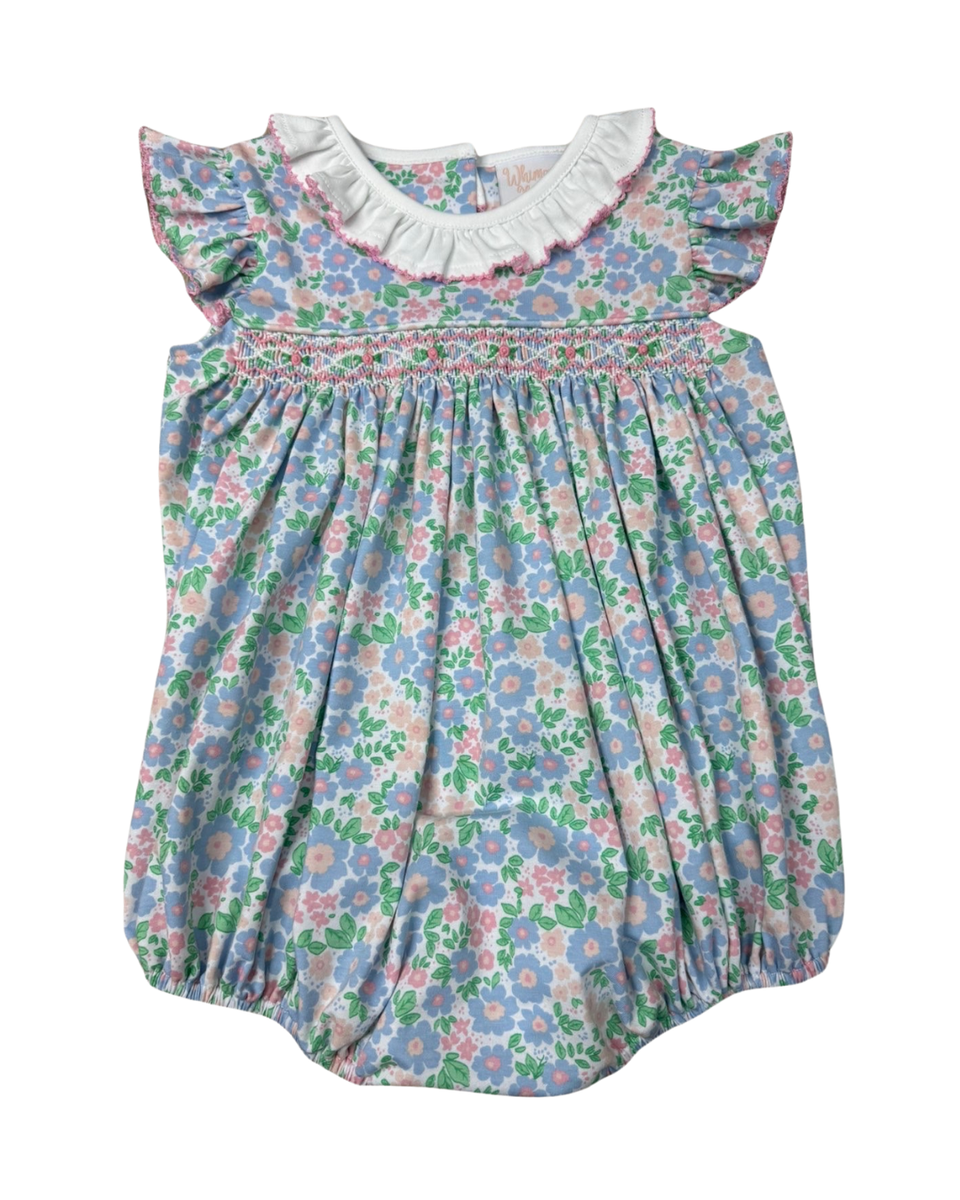 PERIWINKLE PETALS SMOCKED FLUTTER BUBBLE