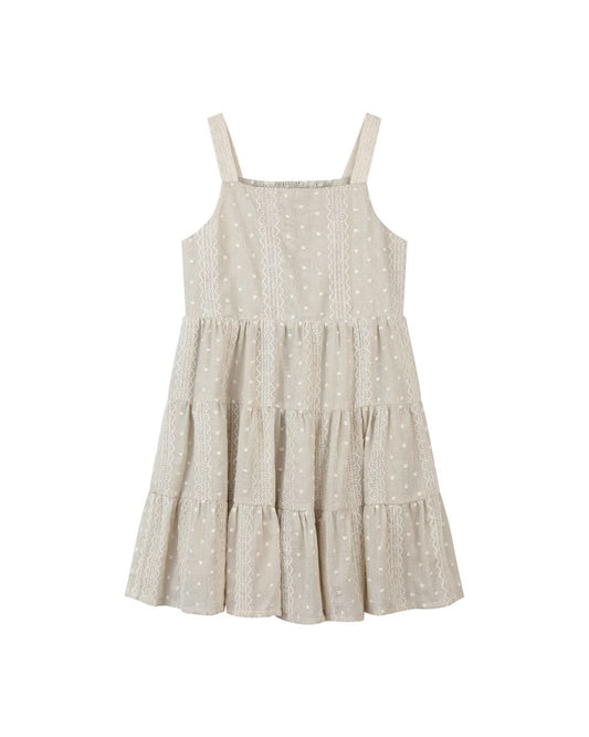 TESS DRESS - OATMEAL EMBROIDERED