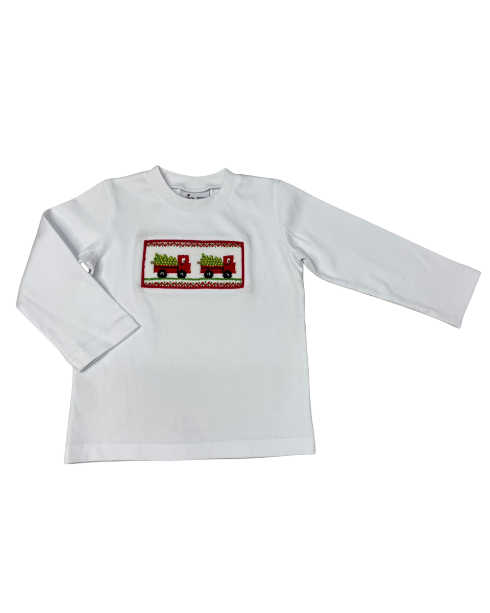SMOCKED RED TRUCK AND CHRISTMAS TREE TOP