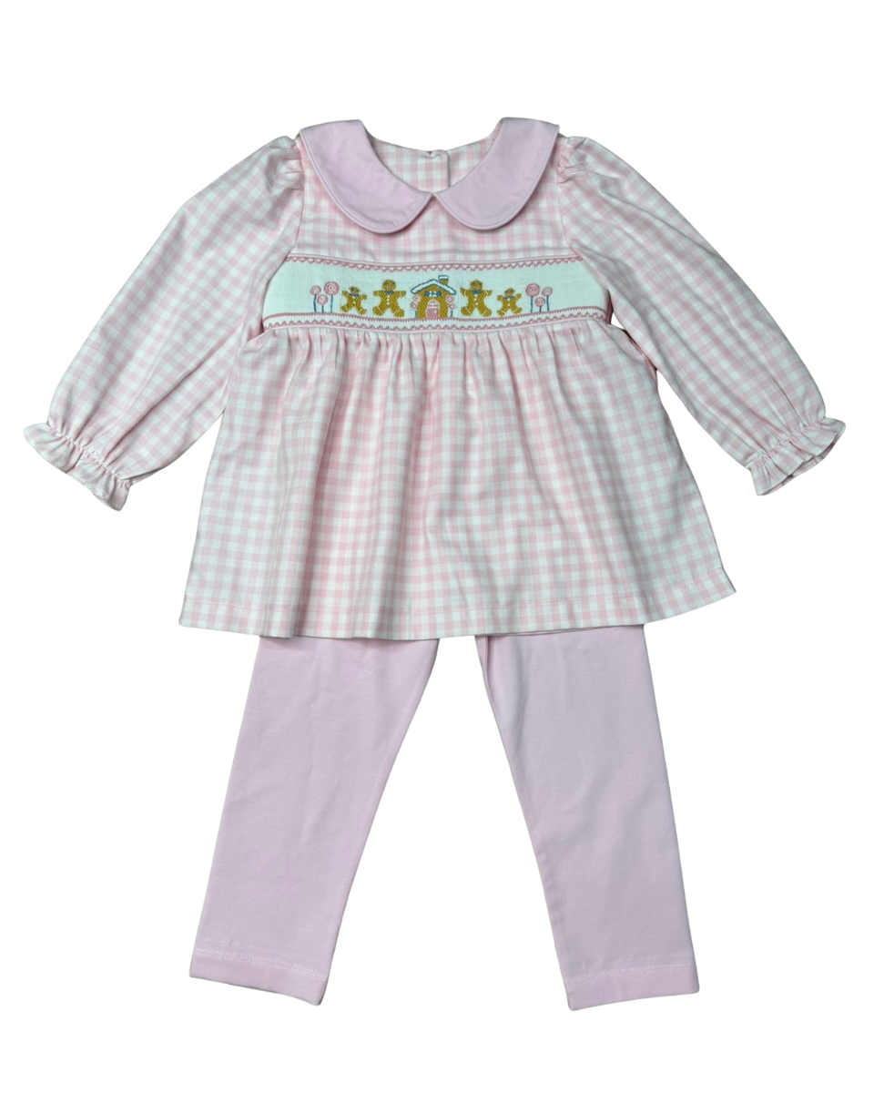 PINK CHECKED PANT SET - GINGERBREAD HOUSE