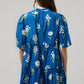 FLORAL DIXIE SPLIT NECK SHIFT DRESS - BLUE