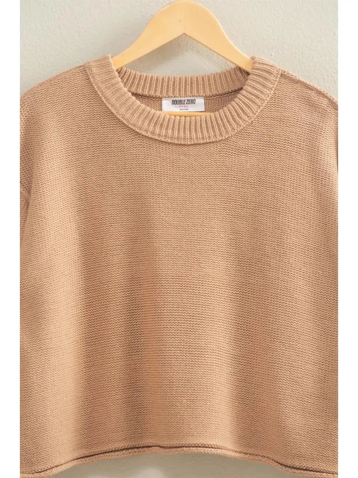 CROPPED OVERSIZED SWEATER - DARK TAUPE