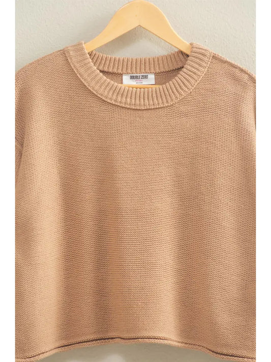 CROPPED OVERSIZED SWEATER - DARK TAUPE