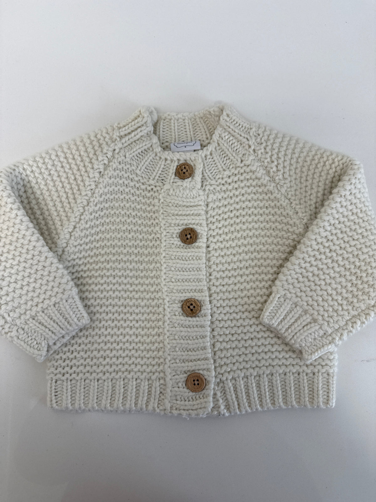 GARTER STITCH CARDIGAN - IVORY