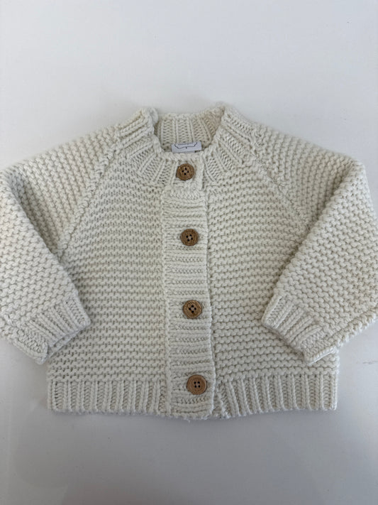 GARTER STITCH CARDIGAN - IVORY