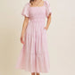 TIERED FLORAL MIDI DRESS - BALLERINA PINK