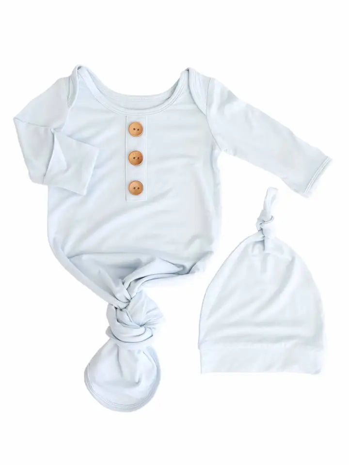 BABY BLUE NEWBORN BABY KNOT &  HAT SET