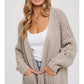 CHUNKY POINTELLE CARDIGAN - MUSHROOM