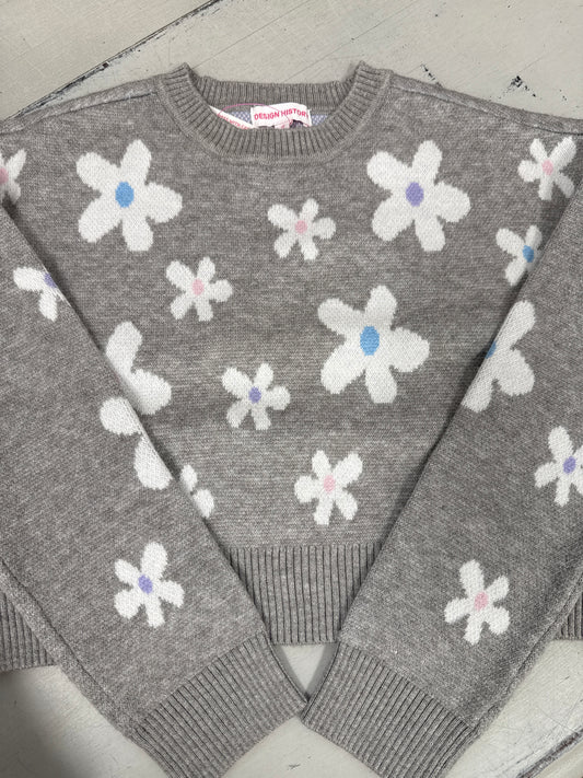 MARBLE HEATHER COMBO SWEATER - FLOWER