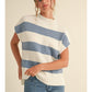 STRIPED KNIT TOP - DENIM/OFF WHITE