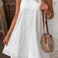 BOHO EYELET HALTER NECK DRESS - WHITE