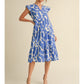 PRINT MIDI DRESS - BLUE