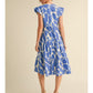 PRINT MIDI DRESS - BLUE