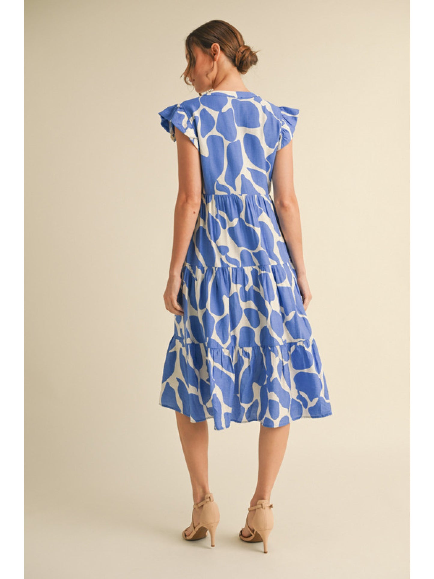 PRINT MIDI DRESS - BLUE