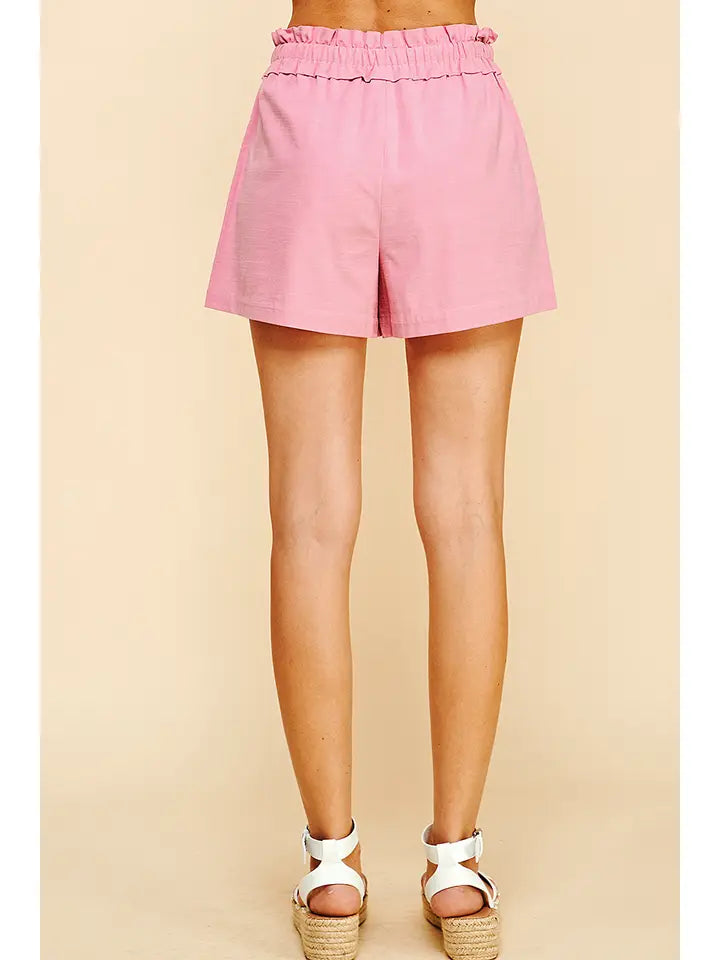 ELASTIC WOVEN SHORTS - DUSTY MAUVE