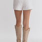 QUILTED HIGH WAIST SHORTS - OFF WHITE