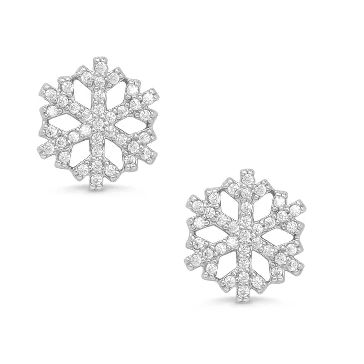 CZ SNOWFLAKE EARRINGS STERLING SILVER