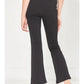 CROSSOVER WAIST RIBBED FLARE PANTS - BLACK