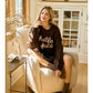 HELLO FALL EMBROIDERED OVERSIZE SWEATER - CHOCOLATE