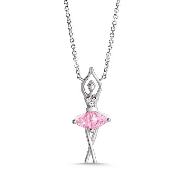 PINK & WHITE CZ BALLERINA NECKLACE