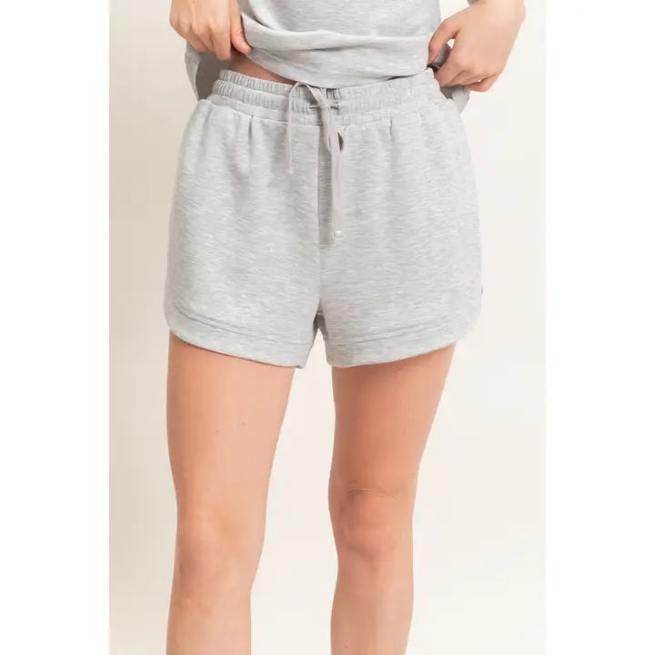 ELASTIC WAISTBAND SHORTS - HEATHER GRAY