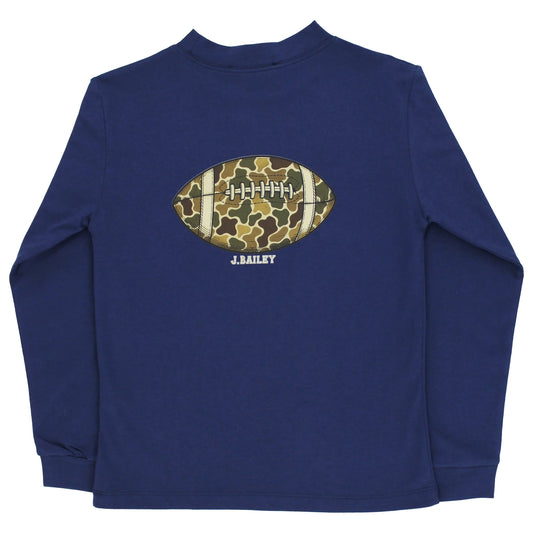 BOYS LS FOOTBALL LOGO TEE - NAVY