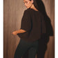 SHORT SLEEVE CREW NECK BOXY LIGHT WEIGHT SWEATER TOP - BROWN