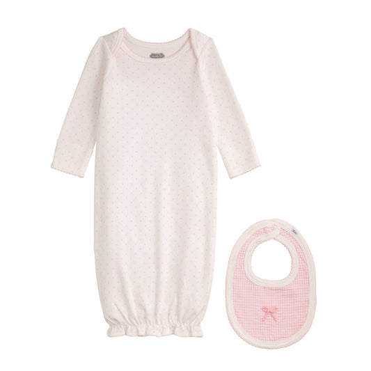 DOT GOWN AND BIB SET - NEWBORN