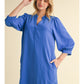 SOLID V-NECK DRESS - COBALT BLUE
