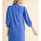 SOLID V-NECK DRESS - COBALT BLUE