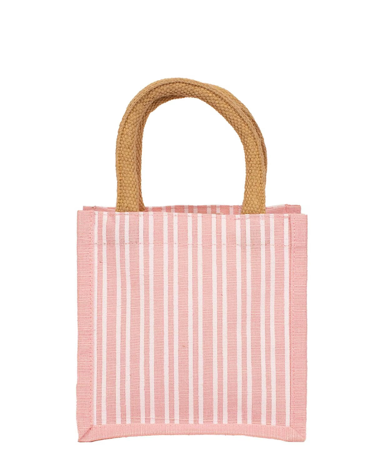 PINSTRIPE PETITE GIFT TOTE - PINK/WHITE