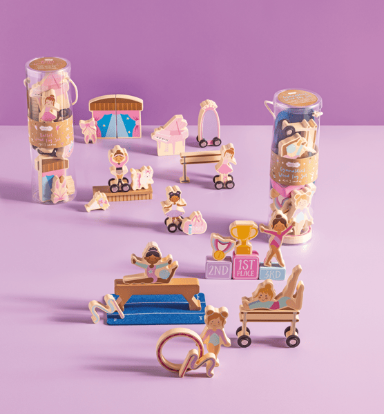 WOODEN TOY TUBE SET - ASSORTED