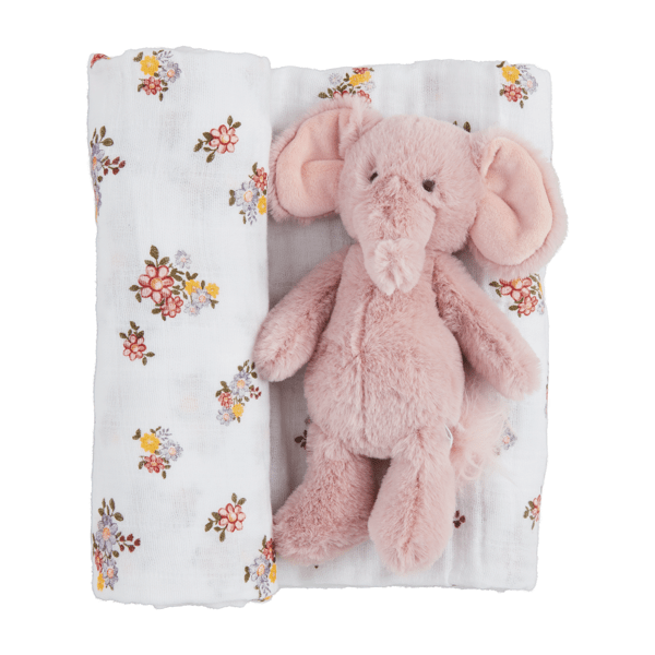 FLORAL SWADDLE AND RATTLE SET