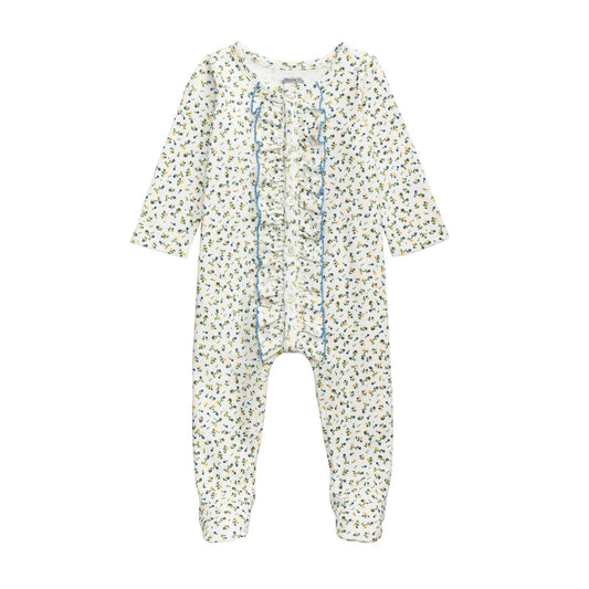 WHITE DITSY FLORAL RUFFLE SLEEPER