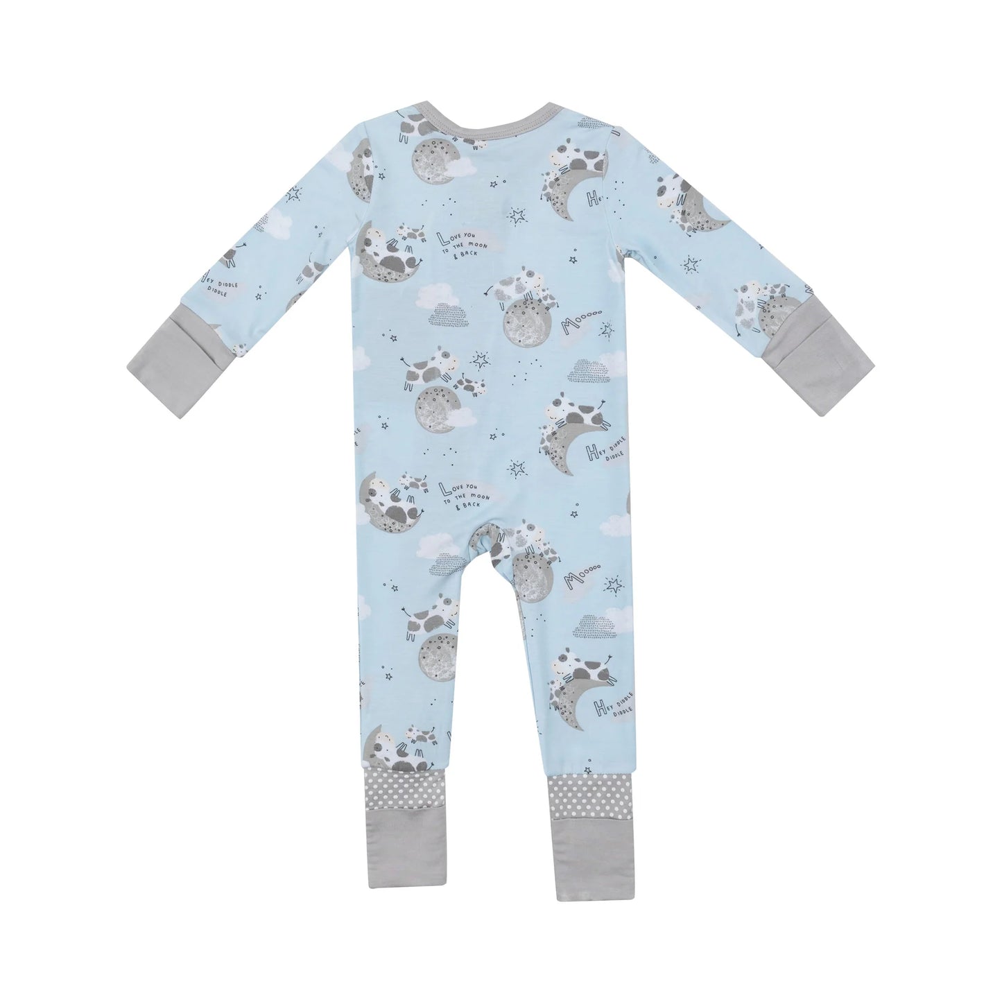 2 WAY ZIPPER ROMPER - LOVE YOU TO THE MOON COWS