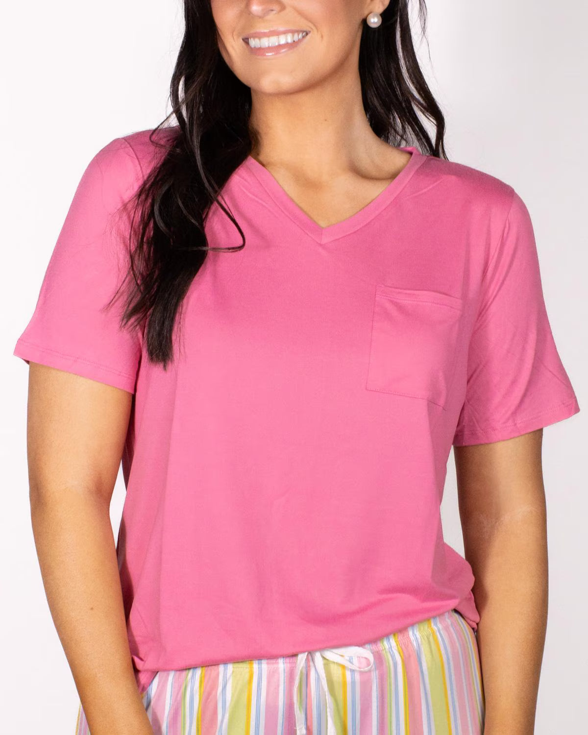 HIGHLANDS V-NECK T-SHIRT IN PINK