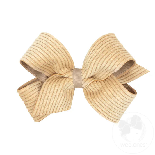 MEDIUM BOW W/ CORDUROY OVERLAY - TAN