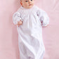 SWEETLY SMOCKED GREETING GOWN - WORTH WHITE/PALM BEACH PINK