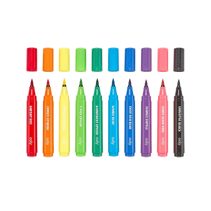 BIG BRIGHT BRUSH MARKERS - SET OF 10