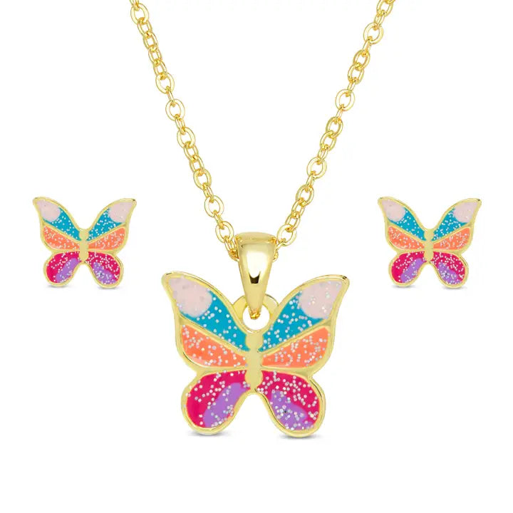 FLUTTER BUTTERFLY NECKLACE & EARRING SET