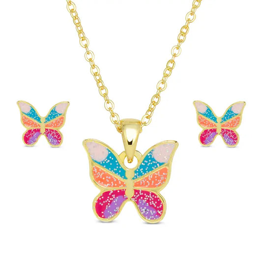 FLUTTER BUTTERFLY NECKLACE & EARRING SET