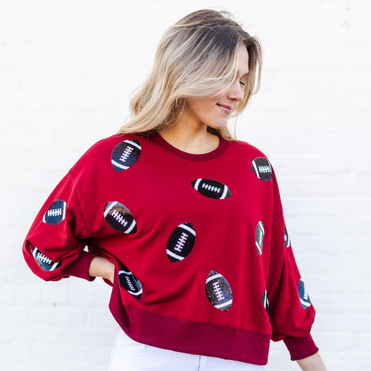 MILLIE SWEATSHIRT - GARNET AND BLACK FOOTBALLS