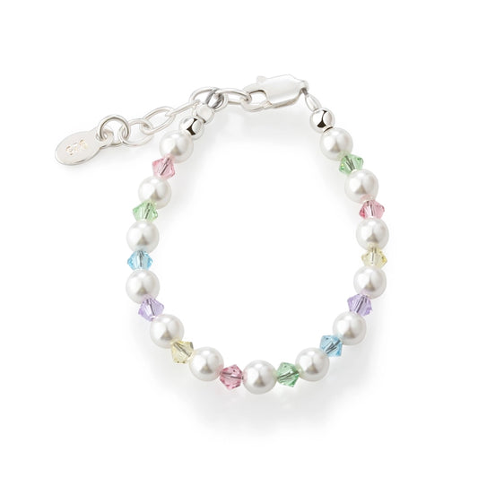 STERLING SILVER MULTI CRYSTAL PEARL BRACELET