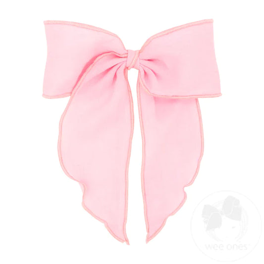 MEDIUM COTTON GAUZE FABRIC FABLE BOW - PINK