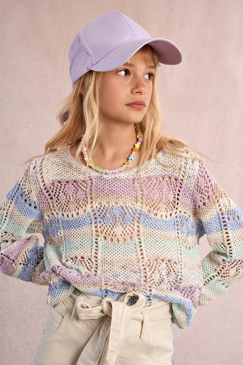 OPENWORK TIE-DYE SWEATER